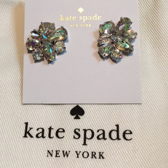 NWT-Kate Spade Rhinestone Cluster Earrings, Pouch